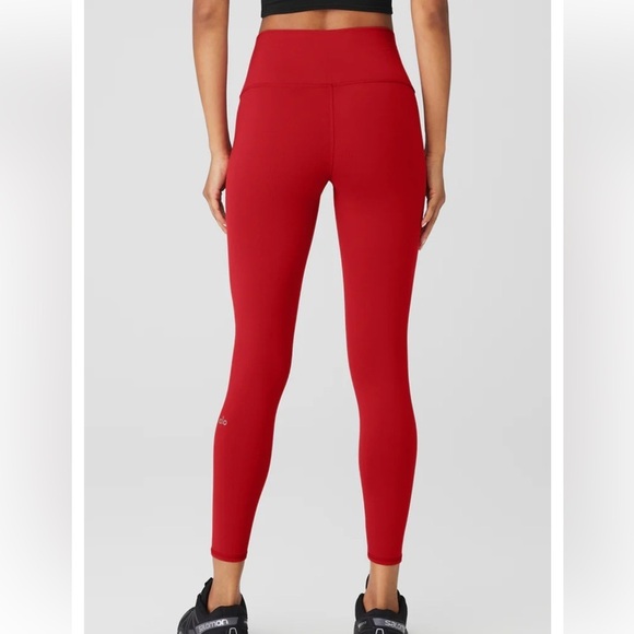 Alo Yoga 7/8 High-Waist Airbrush Leggings-XS-Crimson Red - Picture 1 of 4